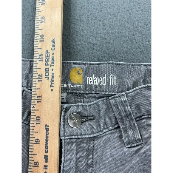 Carhartt Pants Mens 32x32 Gray Relaxed Fit Canvas Workwear Utility Distressed - Picture 10 of 15
